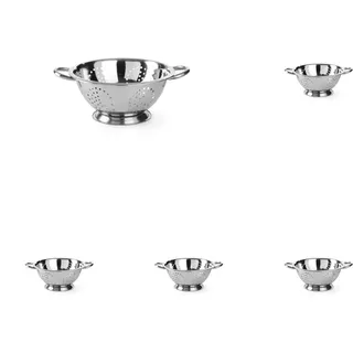 HENDI Seiher, mit Untersatz und 2 Griffen, Sieb, Nudelsieb, Küchensieb, ø240x(H)110mm, Edelstahl (Packung mit 5)