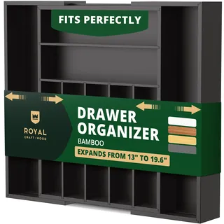 Royal Craft Wood Luxuriöser Schubladen-Organizer aus Bambus Besteckkasten schwarz