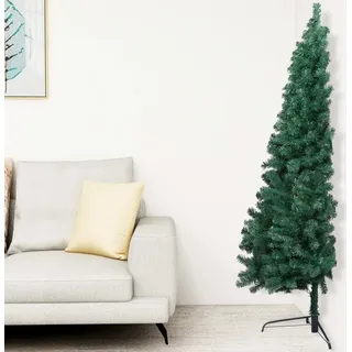 The Living Store Künstlicher Halber Weihnachtsbaum mit Ständer Grün 210 cm PVC - Grün