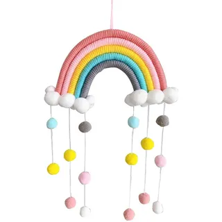 Nicole Knupfer Makramee Regenbogen Wandbehang Home Decoration Boho Room Decor Handgewebte Tapisserie Kinder Wand Dekoration (CH5A-6)