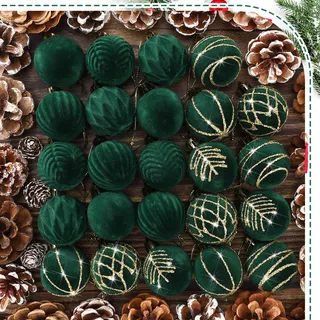 Namalu 24 Stück Mini 4 cm Samt Weihnachtskugeln Set Glitzer Weihnachtsbaum Ornamente Dekoration beflockte Weihnachtskugeln Ornamente Weihnachtsbaum zum Aufhängen für drinnen und draußen Urlaub Party