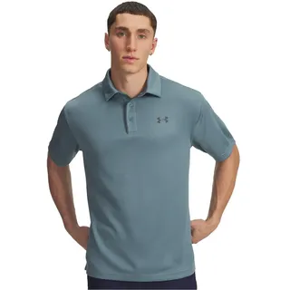 Under Armour Herren Tech Polo, atmungsaktives Sportshirt mit kurzem Arm, leichtes Poloshirt zum Golfen,Jasper Blue / / Pitch Gray,LG