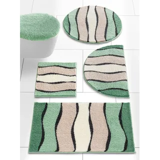 Badematte GRUND Gr. 7, grün (grün, taupe), halbrund (50cm x 80cm ), 1 Stk., Badematten, Badematte