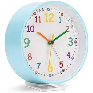 VIVILINEN Kinderwecker Analog ohne Ticken, Lernwecker für Jungen & Mädchen mit Nachtlicht & Schlummerfunktion, Leiser Quartz Wecker für Schulanfänger Einschulung Geschenk Batteriebetrieben