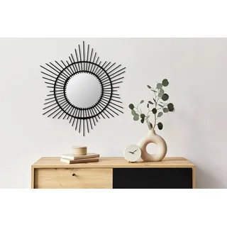Kayoom Rattan Spiegel Aina 435 70 x 70 cm Schwarz