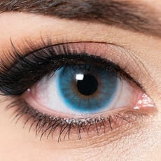 Kontaktlinsen farbig ohne Stärke blau | farbige Jahreslinsen | weiche Linsen soft Hydrogel | 2 Stück Farblinsen + Linsenbehälter | 0.0 Dioptrien | natürliche Farben | Charmiga Azur