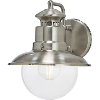 Lindby Edelstahl Wandlampe aussen, Aussenwandleuchte Laternenlook spritzwassergeschützt IP44 1x E27 max. 60W ohne Leuchtmittel Aussenleuchte