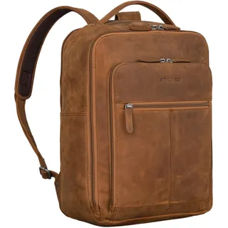 STILORD 'Gordon' Rucksack Leder Herren und Damen Messenger Rucksack Laptop 17 Zoll Lederrucksack Damen Business Rucksack Herren, Farbe:tan - dunkelbraun