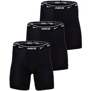 Nike Herren Boxer Shorts, 3er Pack - Boxer Brief long, Cotton Stretch, Logobund Schwarz M