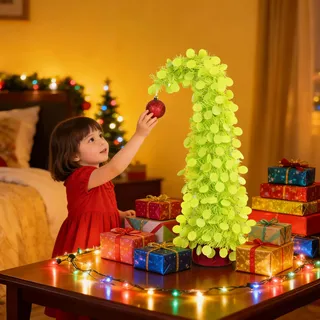 NEXSTRON 2025 Mini Weihnachtsbaum 60cm/2ft, Tisch Weihnachtsbaum Mini Weihnachts Baum Klein, Schreibtisch Weihnachtsbaum Grinch Tree für Tischdeko Schaufenster Neujahr Haus Büro Dekoration