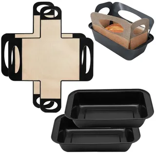 2 Stück Edelstahl Brotbackform - 27.5x15x6cm Kastenform mit 2x Backmatte, Toastbrot Backform Kohlenstoffstahlmaterial, Antihaft Brotform, Brotbackform Kasten Brot Backform für Backofen aus Karbonstahl