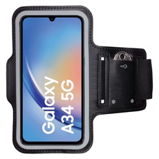 CoverKingz Sportarmband für Samsung Galaxy A34 - Armtasche mit Schlüsselfach Oberarm Halterung - Sport Laufarmband Handy Armband Schwarz