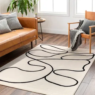 Livabliss Teppich »KANO« rechteckig 11 mm Höhe Skandinavischer Teppich, Kurzflor Boho-Wohnzimmerteppich, Läufer, weiß