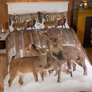 Stag Hirsch Fotografien Tiere Quilt Bettbezug und 2 Kissenbezüge Bettwäsche-Set, Mehrfarbig, Mehrfarbig, Doppelbett