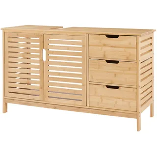 [en.casa] Waschbeckenunterschrank 2 Türen und 3 Schubladen 100 x 60 x 35 cm Beige