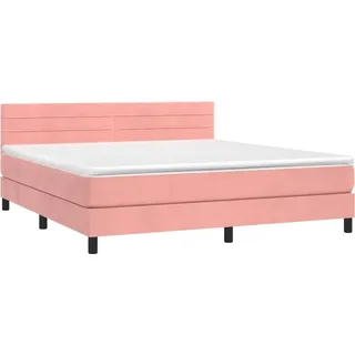vidaXL Boxspringbett mit Matratze Rosa 160x200 cm Samt - Rosa