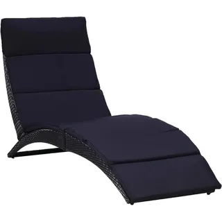 Sonnenliege mit Auflage Poly Rattan Schwarz , Gartenliegen Design 2024 - Grau