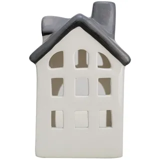 Heitmann Deco Teelichthalter Haus 15 x 9,5 cm Weiß/Grau