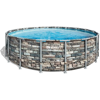 BESTWAY Power Steel Frame Pool Set 549 x 132 cm inkl. Filterpumpe Steinoptik