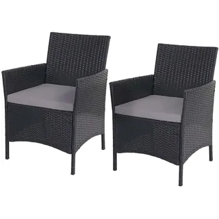 Mendler 2er-Set Poly-Rattan Gartensessel Halden grau
