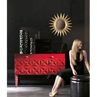 Kommode Wohnzimmer Kommoden Schubladen Holz Schrank Schränke Massiv Italien - Rot