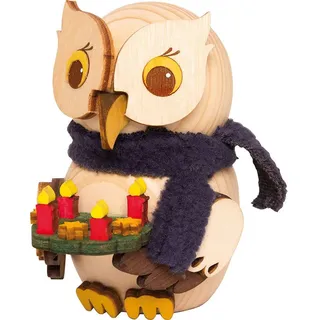 Kuhnert - Dekoration/Holzfigur - Mini Eule mit Adventskranz 37361