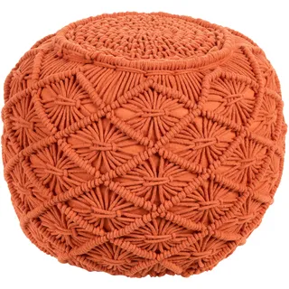 Beliani Pouf Makramee BERKANE Baumwolle Orange