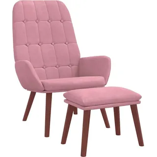 Relaxsessel mit Hocker Rosa Samt - Rosa
