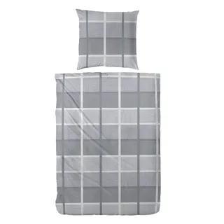 Primera Bettwäsche "Biber-Bettwäsche Ruutu", grau, B/L: 135cm x 200cm, 1 Stk., 1 Stk., Biber, B/L: 80cm x 80cm, 2 Stk., Biber, Obermaterial: 100% Baumwolle, Bettwäsche, Bettwäsche, mit einem klassischen Karo