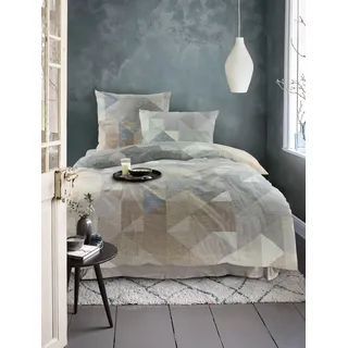 IRISETTE Wave 8716 Grafisch Mako-Satin Beige 155 x 220 cm + 70 x 90 cm/80 x 80 cm