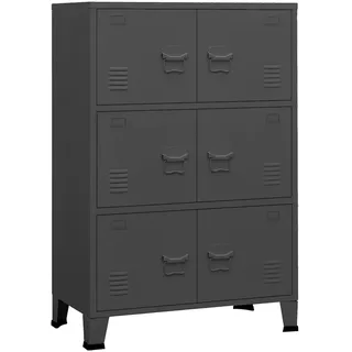 vidaXL Lagerschrank Industrial Standschrank Sideboard Kommode Beistellschrank Metallschrank Stahlschrank Aufbewahrungsschrank Anthrazit Metall