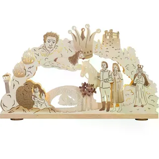 3D Lichterbogen singendes klingendes Bäumchen mit Schloss Märchenszene 52x32x6cm