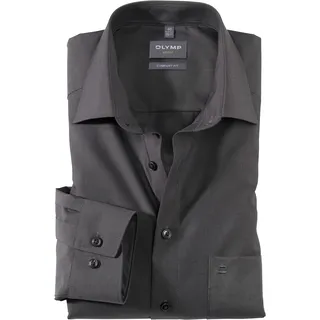 OLYMP Businesshemd »Luxor comfort fit« unifarben, bügelfrei, mit Brusttasche, grau