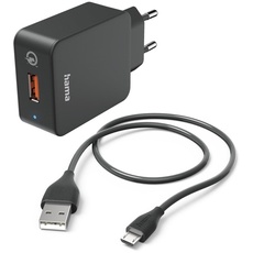 Bild Schnellladegerät mit Ladekabel Micro-USB Qualcomm 19.5W 1.5m schwarz (201621)