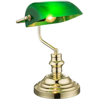 GLOBO LIGHTING Schreibtischlampe "ANTIQUE", grün (messingfarben grün), 1, 1 Stk., Leuchten, Klassische Schreibtischleuchte, Antik-look Tischleuchte, Bankerlamp, Schreibtischlampe