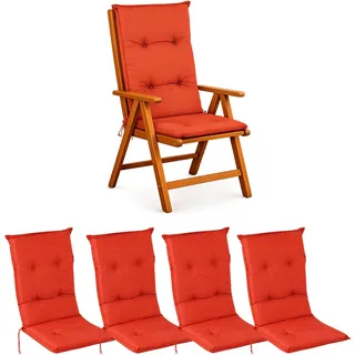 BURI 4x Hochlehner Auflagen Sitzkissen Polster Sessel Gartenstuhlauflagen Rot