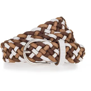 Flechtgürtel MUSTANG, Damen, Gr. 100, weiß (weiß varied), Leder, mehrfarbig, Gürtel Flechtgürtel, Mit Hingucker-Flechtoptik, 3 cm