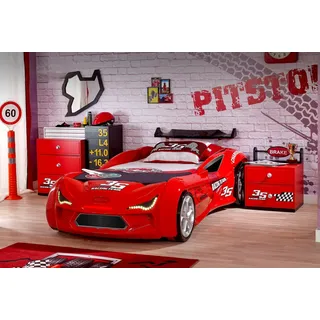 Designer Kinderbett Autobett Stilvolle Rennwagen Kunststoffbetten - Rot