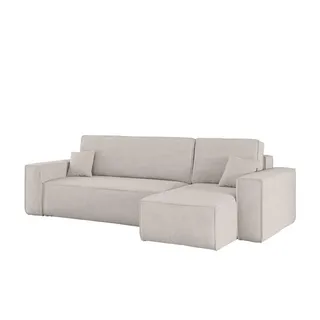kaiser möbel Ecksofa mit schlaffunktion und bettkasten, Sofa L-form, Couch L-form BEST Dicker Cord Beige Rechts - Beige
