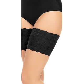 Glamory Damen Weites Bein Stulpen Anti Chafing Oberschenkelbänder G - 50374, Geblümt, 100 DEN, Gr. XXXX-Large (60-62), Schwarz (Schwarz)