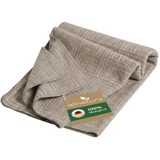 allnatura Flauschige Baumwoll/Lyocell-Plüschdecke Lyovita-Colora 140x200 cm in Braun – GOTS-zertifizierte Sofadecke 70% Bio-Baumwolle, 30% Tencel™ Lyocell, Karo-Muster, Made in Germany