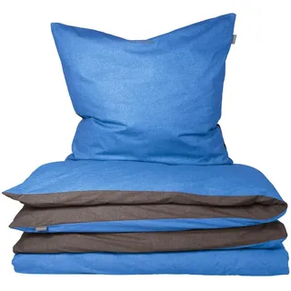 SCHIESSER Doubleface Unifarben Blau 155 x 220 cm + 80 x 80 cm