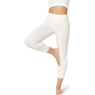 Bellivalini Haremshose Damen Yoga Capri Trainingshose BLV50-283 (Ecru, M). - Naturbelassen, Beige