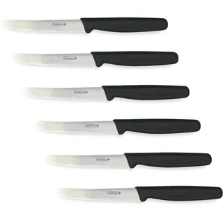 Coolinato - Frühstücksmesser 6 tlg. mit Wellenschliff aus rostfreiem Edelstahl Grau - Universal Brötchenmesser mit ergonomischen Kunststoffgriff - Tomatenmesser & Brotzeitmesser in Premium Qualität