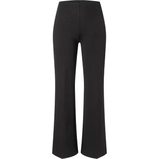 Stoffhose MAC "FLARE", Damen, Gr. 46, Länge 30, schwarz all diamonds, Jersey, Obermaterial: 65% Viskose, 30% Polyamid, 5% Elasthan, bedruckt, weit knöchellang, Hosen Stoffhose, Sommerhose mit Glitzersteinen