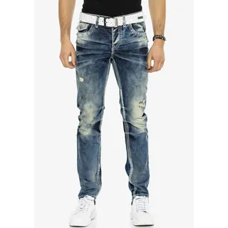 Straight-Jeans CIPO & BAXX, Herren, Gr. 30, Länge 30, blau, Denim/Jeans, Obermaterial: 100% Baumwolle, Abriebeffekte, Destroyed-Effekte, straight fit, Jeans Straight-Jeans, mit Destroyed Effekt und vielen Details