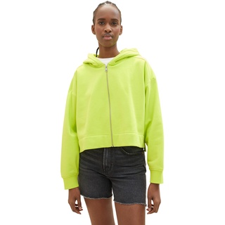 TOM TAILOR Denim Damen 1035351 Basic Sweatjacke mit Kapuze, 24702-Neon Lime, L