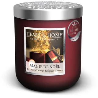 HEART & HOME – Duftkerze auf Basis von natürlichem Sojawachs für Zuhause – kleines Glas Weihnachtszauber – Brenndauer 30 Stunden – Geschenk, Dekoration und Duft für Zuhause – Glas