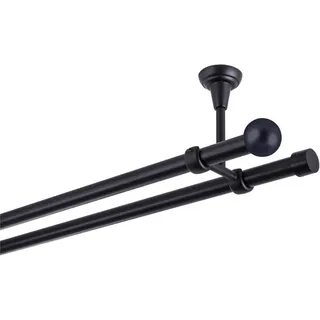MDEKOR Gardinenstange 120 cm 2-läufig 19 mm aus Metall Deckenbefestigung Kugel