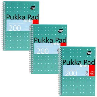 Pukka Pad Pukka Pad, A5 Metallic Jotta notizbuch 3er-Pack für Zuhause, Schule und Büro – 15 x 21 cm – spiralbindung Notizbuch mit 8 mm Liniert und 80 g/m2 Papier – mit perforierten Kanten – 200 Seiten, grün